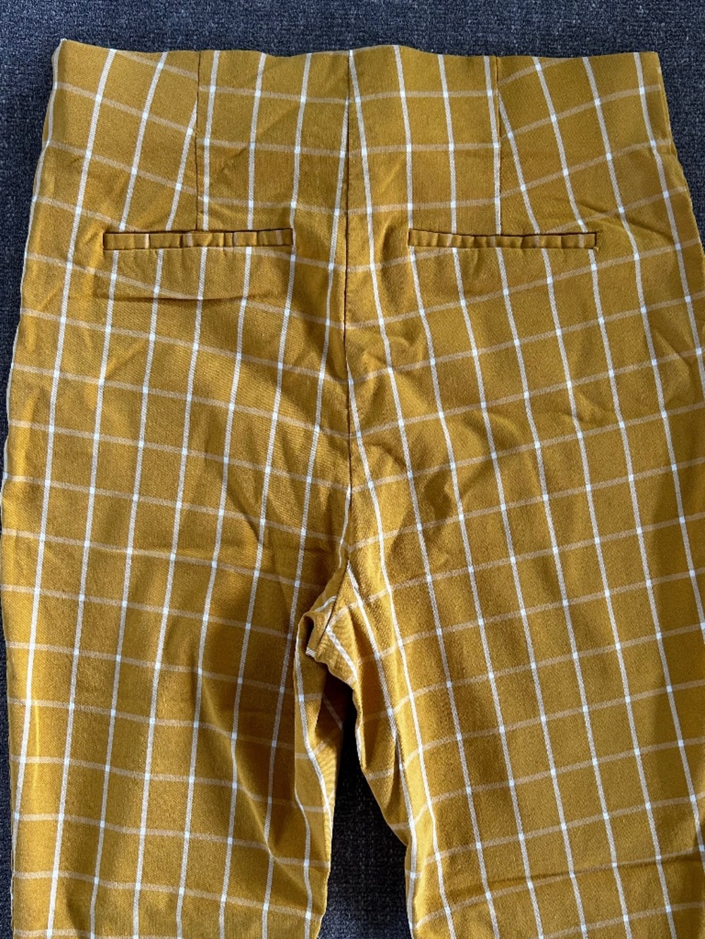 🌺Mustard Plaid Stretchy Office Pants - Picture 3 of 11